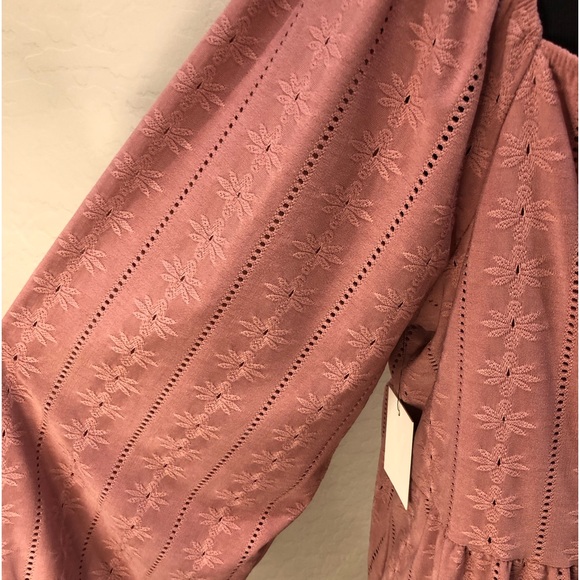 NWT | Vibe Sportswear Babydoll Eyelet Long Sleeved Mini Dress - Picture 7 of 13